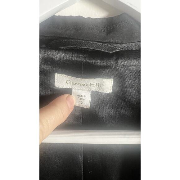 Garnet Hill 100%Silk Relaxed One Button Blazer Womens Size 12 Black Unstructured - Picture 6 of 13